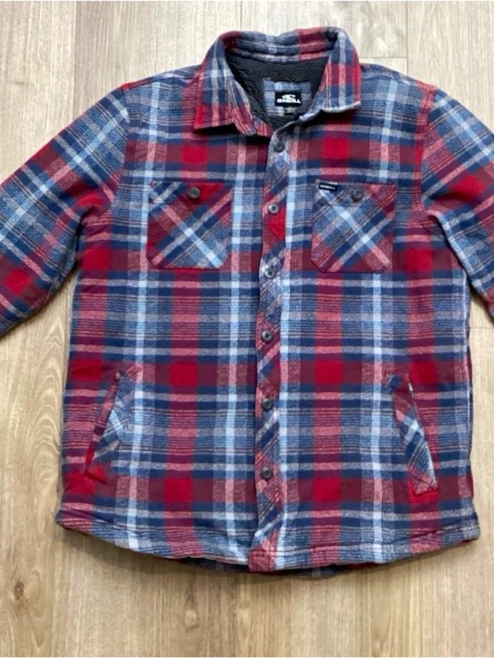 O’Neil Plaid Button-Up Mens Medium Jacket - Red & Blue